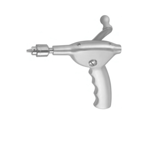 Ralk Hand Drill Longitudinally Bored With 3 Jaw Chuck and Key, Light Metal Housing, Opening up to 4mm Ã˜